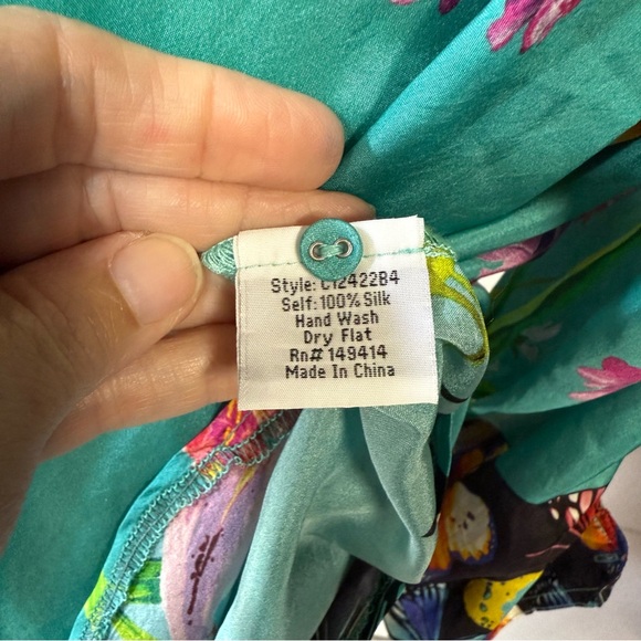 Johnny Was Panya Karis Button Down 100% Silk - Picture 9 of 12